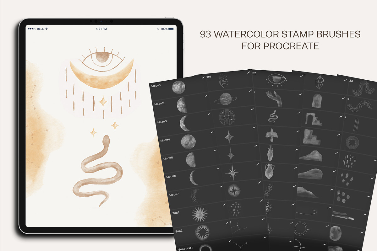 Watercolor Celestial Stamp Brushes, a Brush Add-On by NinaFedorova (Photo 5 of 7)