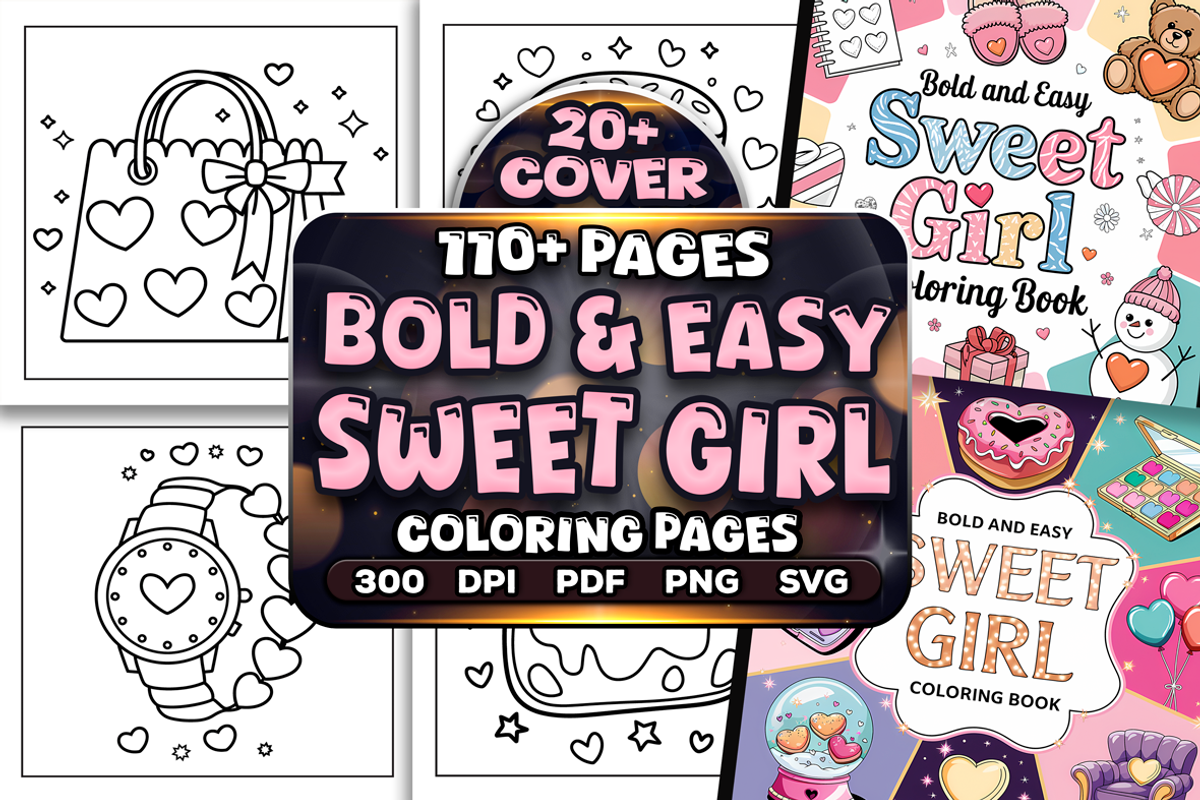 Bold Easy Sweet Girl Coloring Pages, a Seasonal Illustration by Craftsbeefy (Photo 1 of 4)