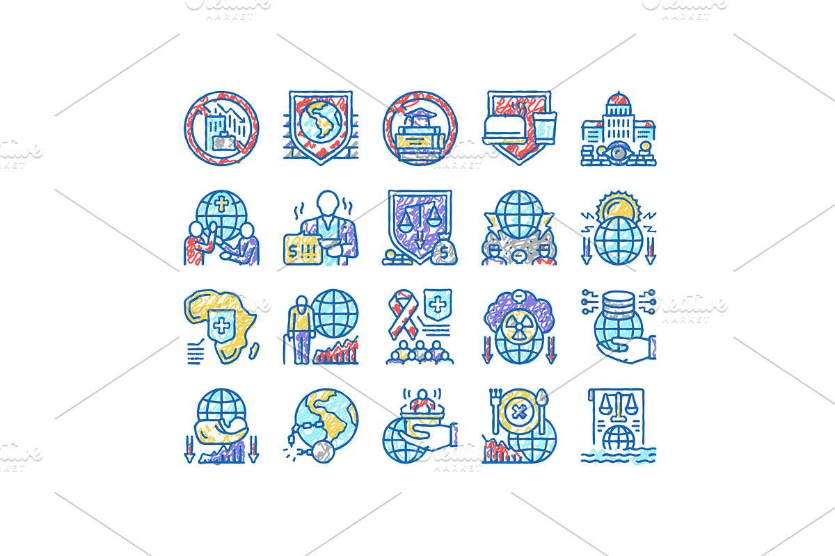 Social Public Problems Worldwide, an Object Illustration by pikepicture
