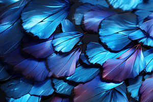 Wings Of A Butterfly Morpho Texture Background. Generative AI.