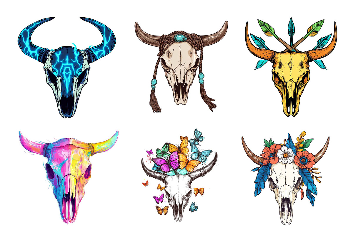 Western Cow Skull Clipart, an Illustration by CreationArt (Photo 4 of 5)