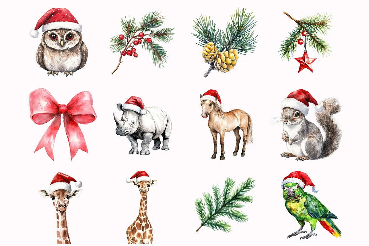 Christmas Animals Clipart, an Illustration by Design Market (Photo 3 of 5)