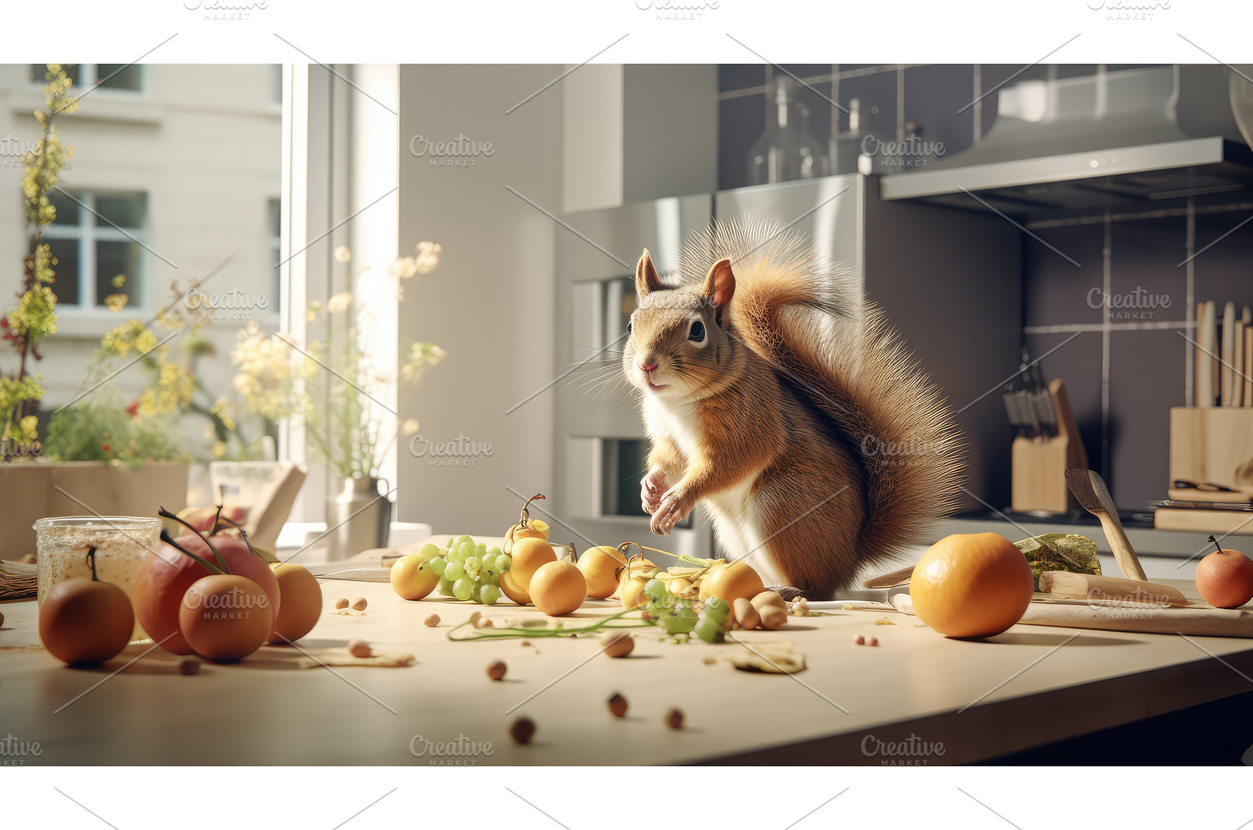 counter squirrel in house ai, an Animal Photo by pikepicture