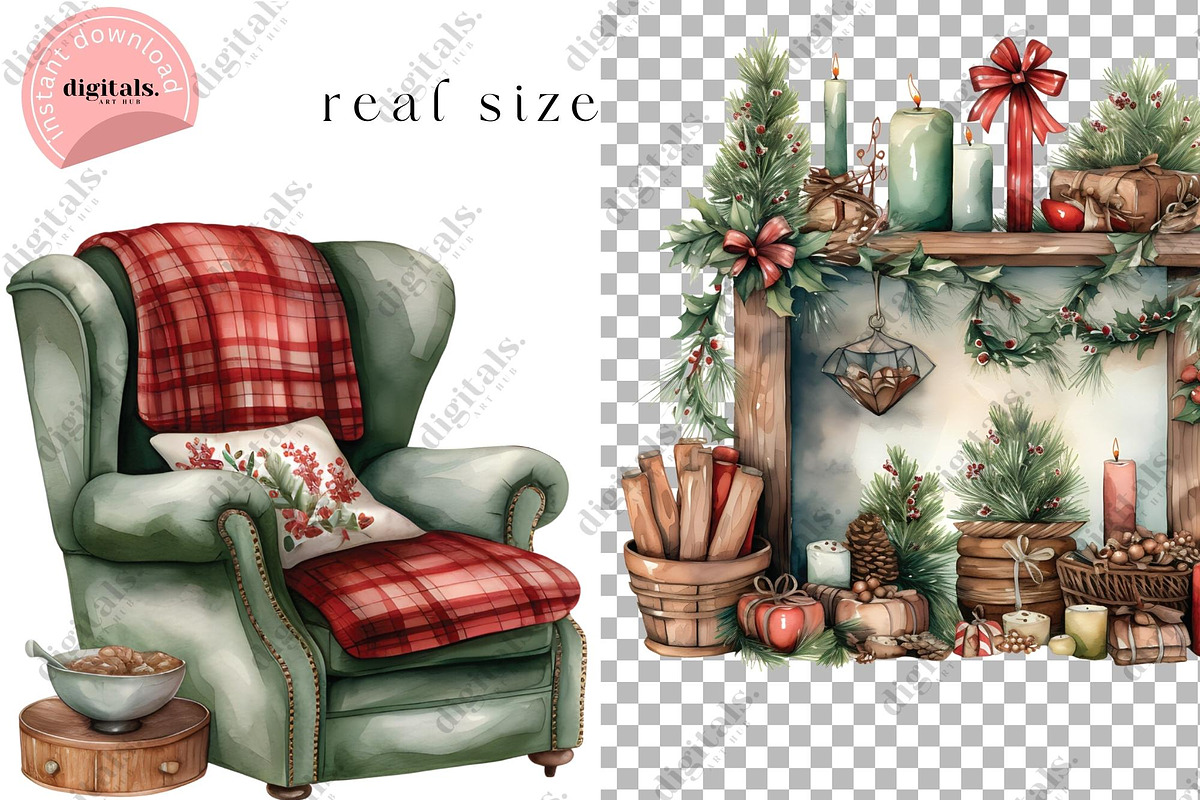Watercolor Cozy Christmas Clipart, a Graphic by Digitals Art Hub (Photo 8 of 10)