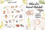 Watercolor Animal Alphabet. Cliparts, an Animal Illustration by Slastick (Thumbnail 1 of 7)