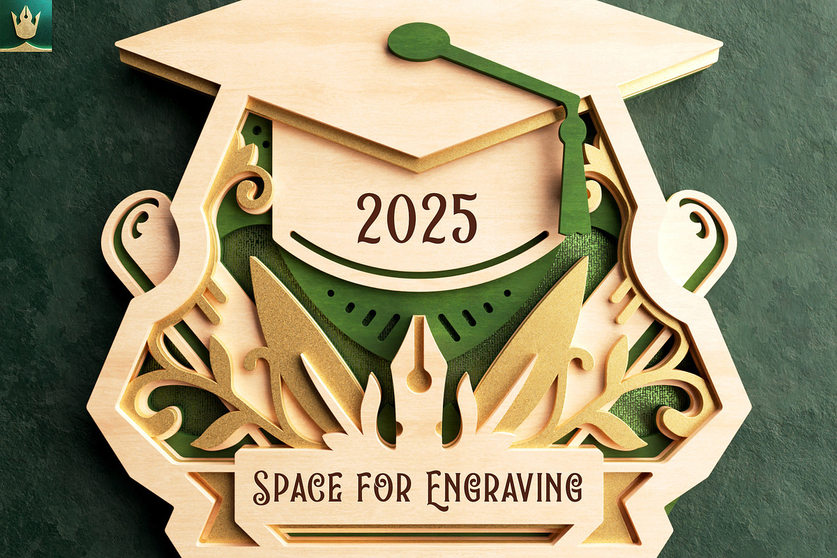Graduation Cap Wall Art 3D Layered, an Object Illustration by pixaroma (Photo 3 of 8)