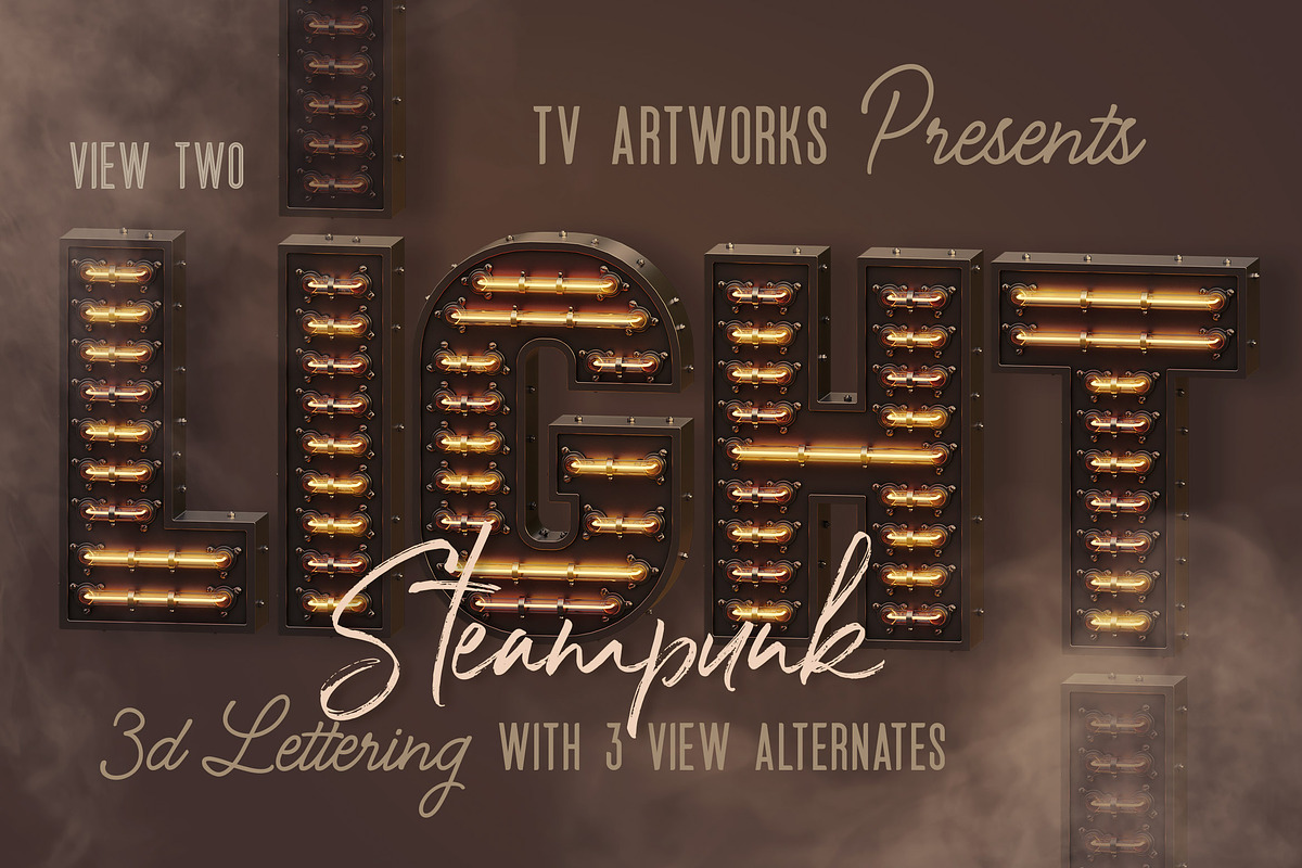 Steampunk Neon 3D Lettering, a Graphic by TVartworks (Photo 2 of 11)