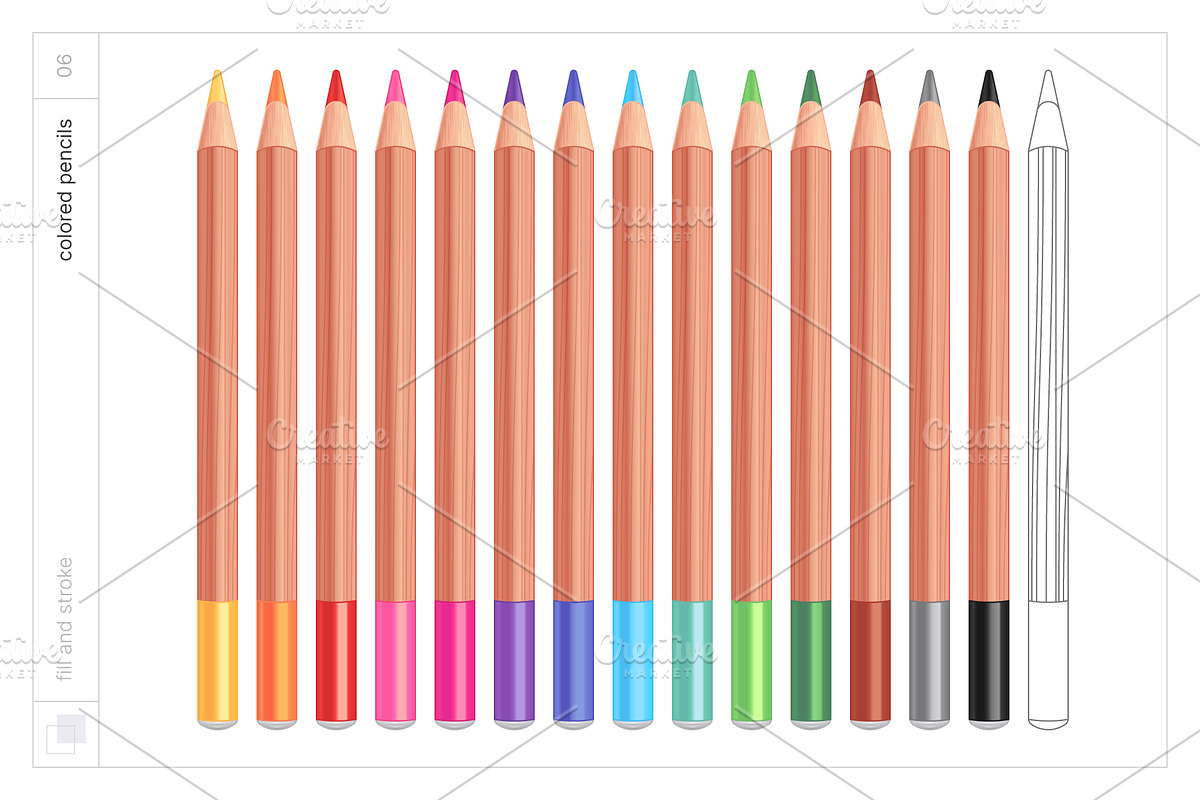 Vector Colored Crayons & Pencils, an Object Graphic by Side Project (Photo 13 of 14)