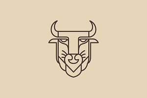 Bison Head Powerful Animal Logo