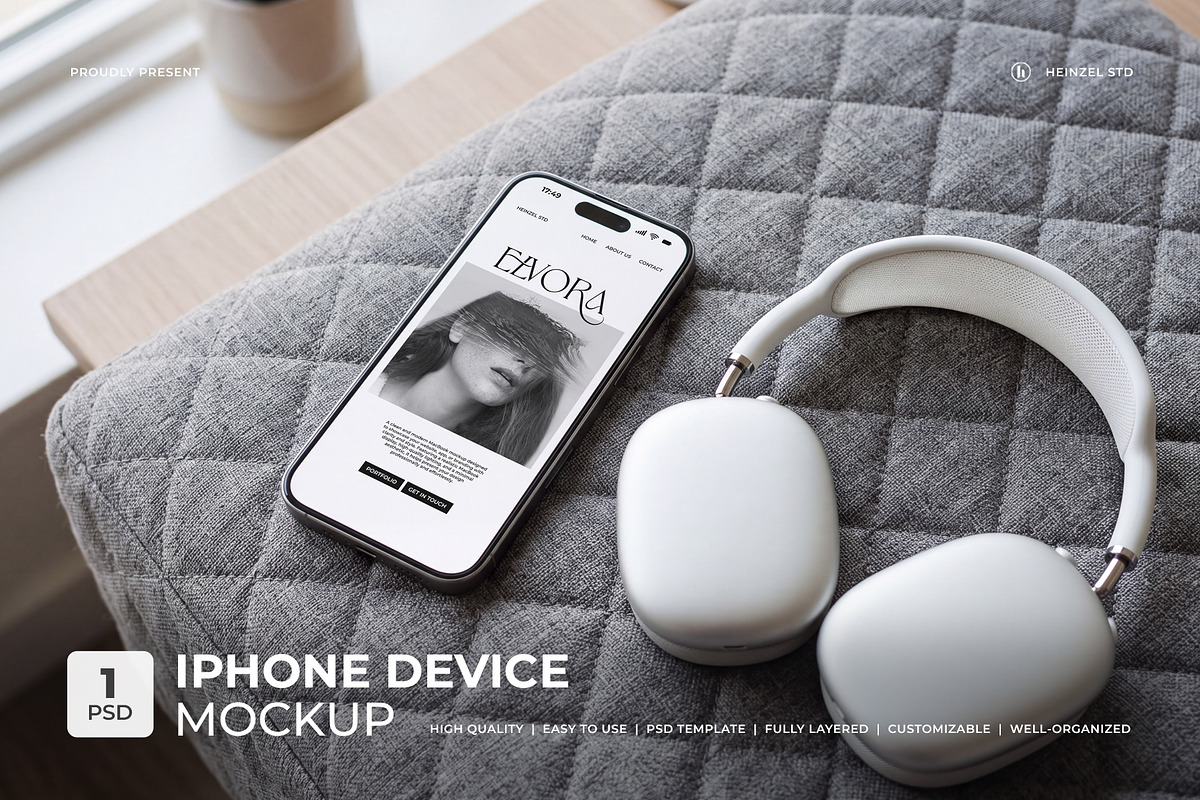 Elvora - iPhone Device Mockup, an iPhone Mockup by Heinzel Std Mockup (Photo 1 of 5)