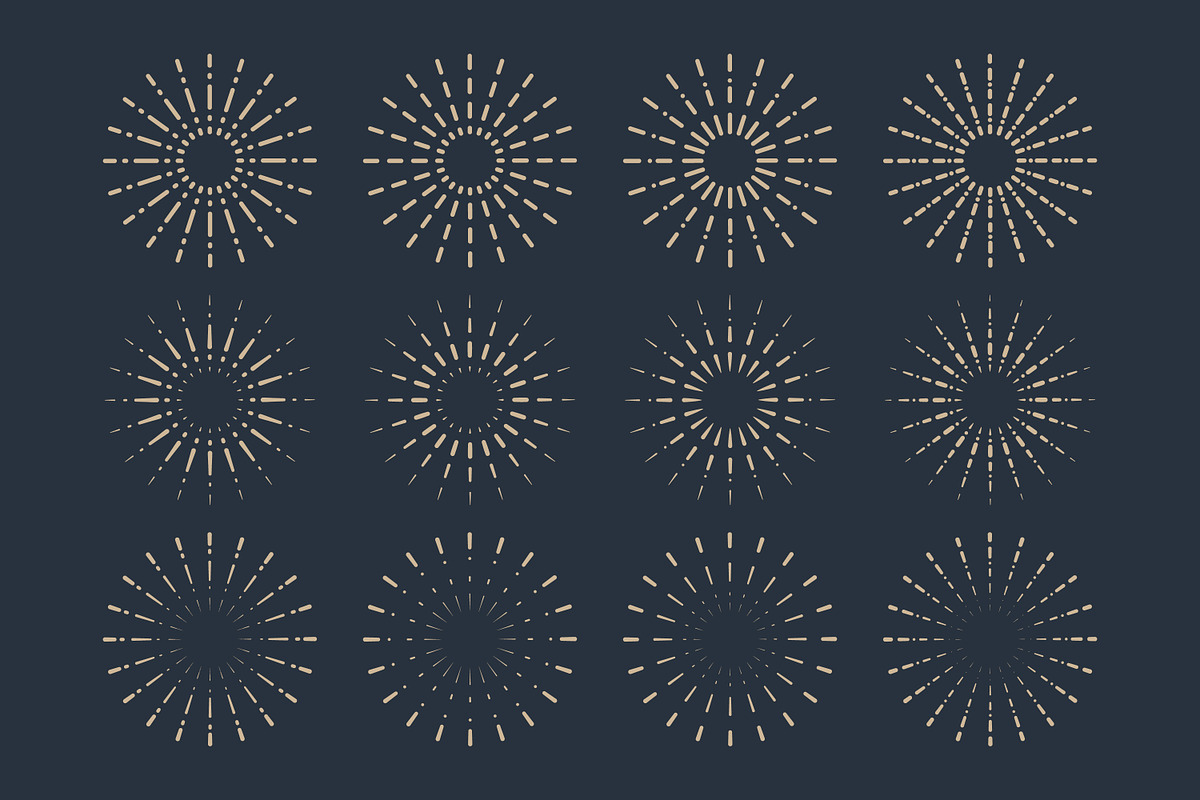 Collection of vintage sunburst, an Outline Icon by Saba Vector