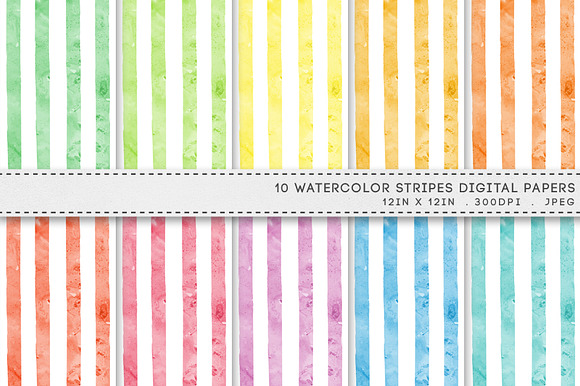 Watercolor Stripes Digital Paper