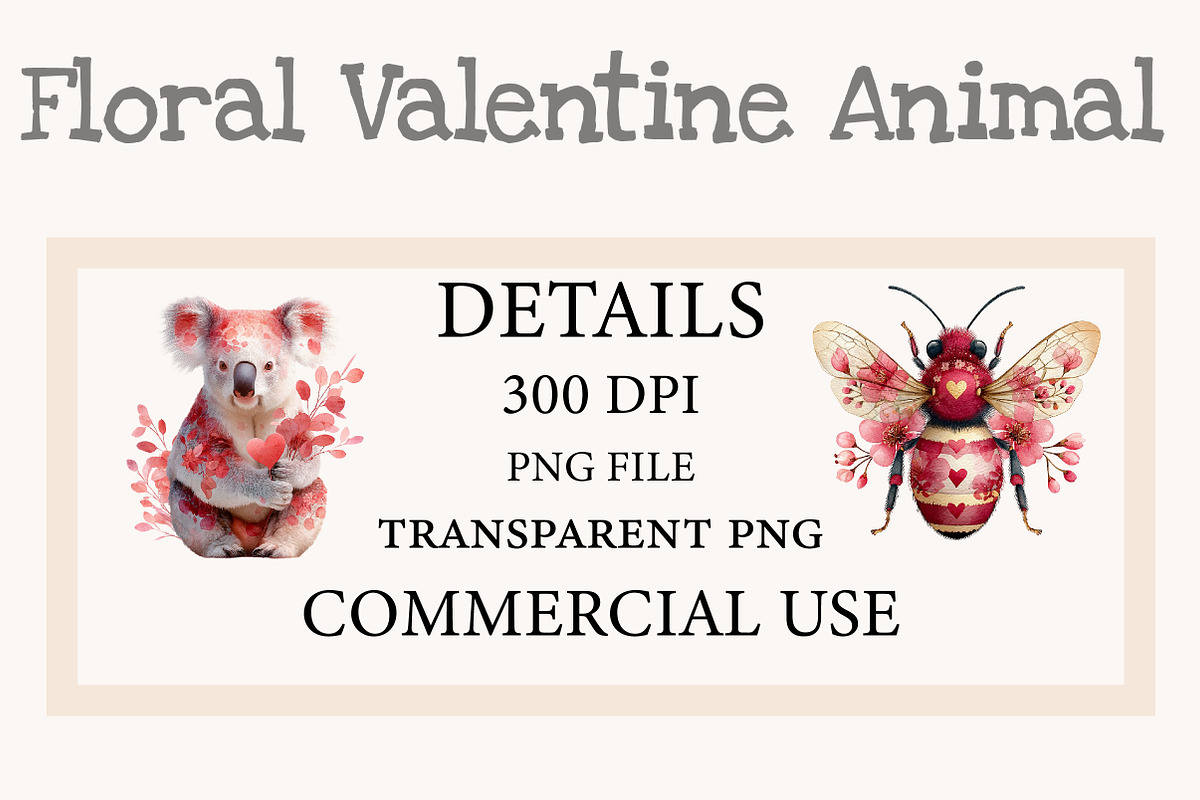 Floral Valentine Animal Clipart, an Illustration by Designworld (Photo 4 of 10)