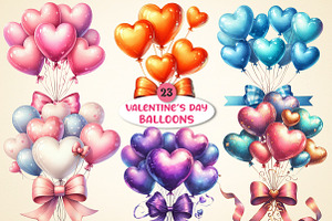 valentine's day balloons Clipart, an Illustration by DreamArtGraphic