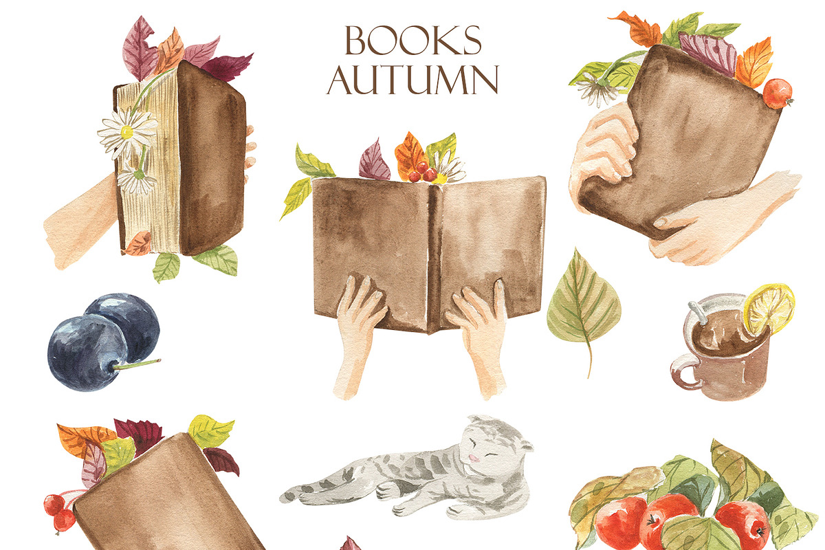 Books. Autumn., an Illustration by Love Watercolor Store (Photo 3 of 5)