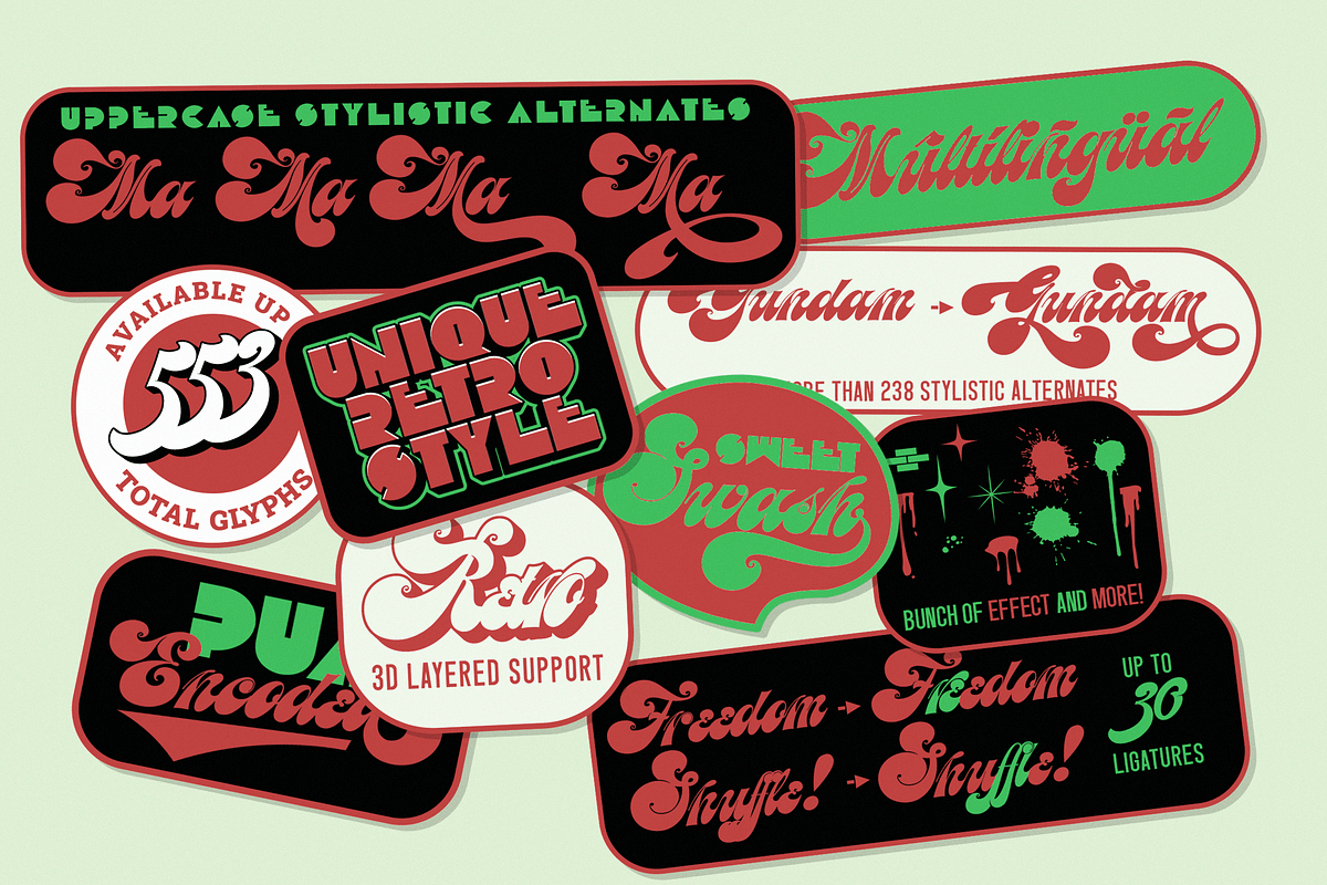 Meastro Pro Pack | Layered Retro, a Script Font by Ardana Creative (Photo 4 of 11)