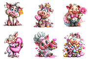quirky valentine pig clipart, an Illustration by CreationArt (Thumbnail 5 of 5)