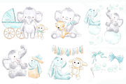 Elephant Babyboy Watercolor Clipart, an Animal Illustration by Magic Story Studio (Thumbnail 2 of 4)
