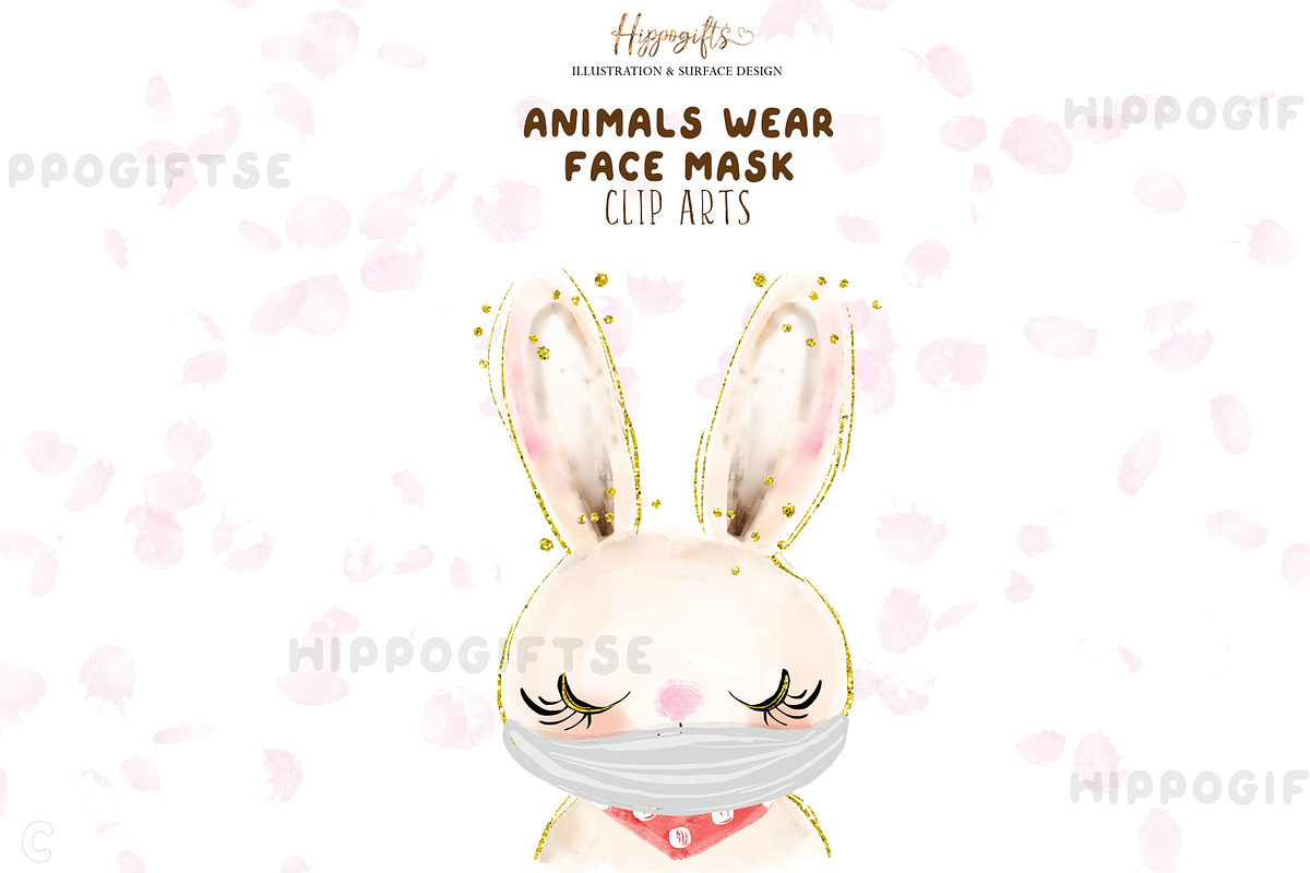 Animals wear mask cliparts, an Animal Illustration by TheHappyGiftArt (Photo 2 of 6)