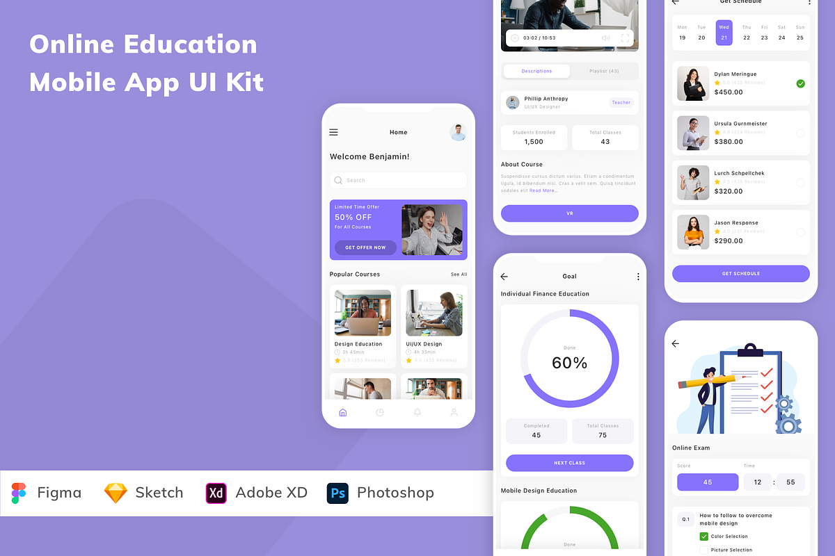 Online Education Mobile App UI Kit, an UI Kit Template by Betush