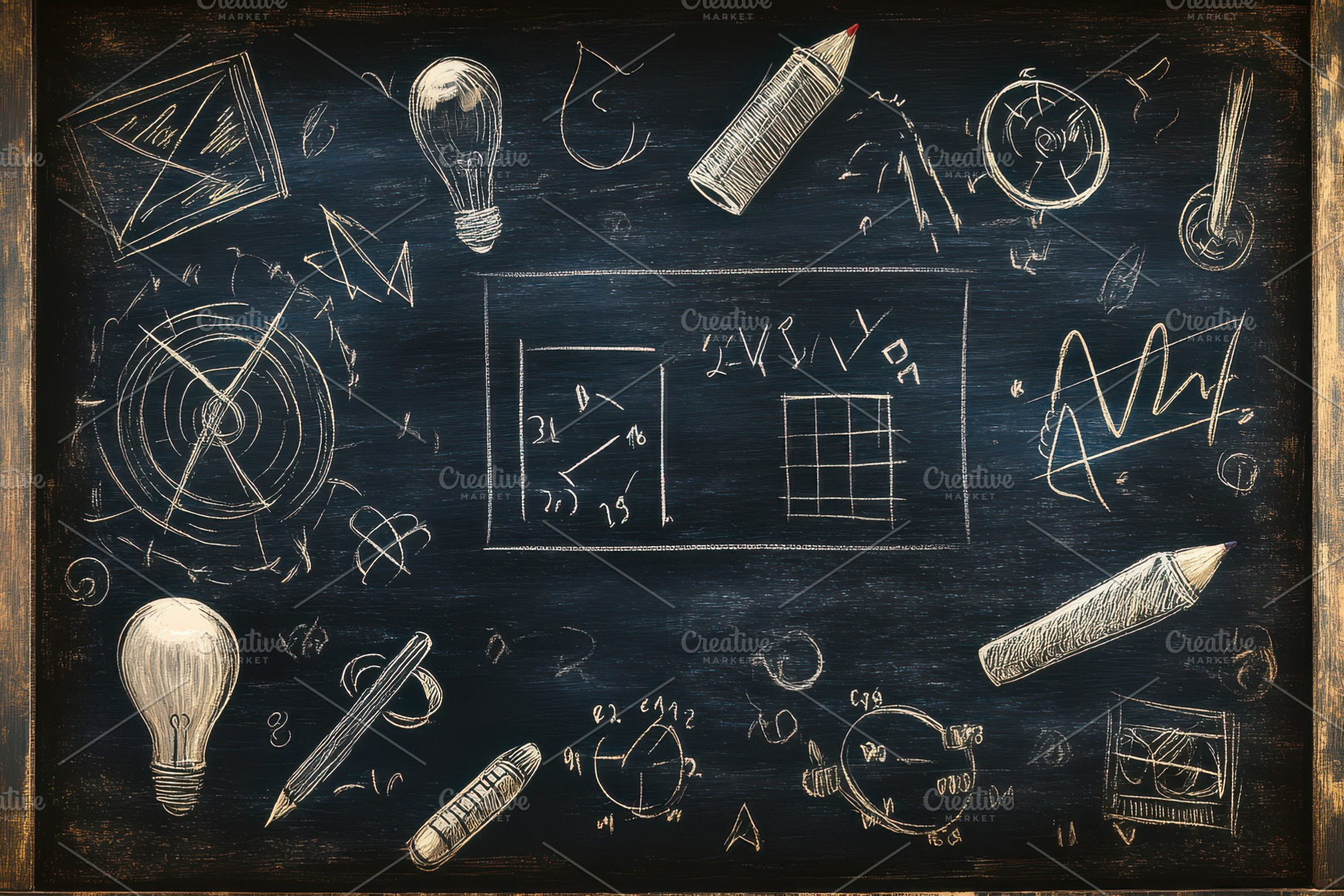 Chalkboard Drawings Ideas Sketches D, an Abstract Photo by Pixeness Studio