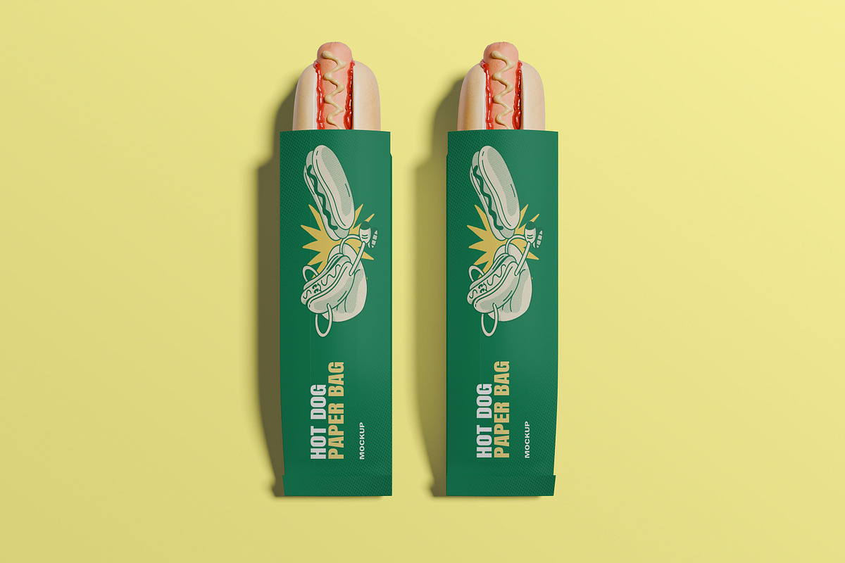 Hot Dog Paper Bag Mockup, a Packaging Mockup by xavier_studio (Photo 4 of 5)
