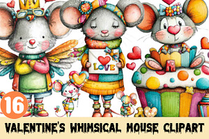 Valentine's Whimsical Mouse Clipart, a Graphic by CitraGraphics