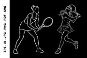 Woman Playing Tennis Line Art, an Object Graphic by nandinigraphics (Thumbnail 6 of 7)
