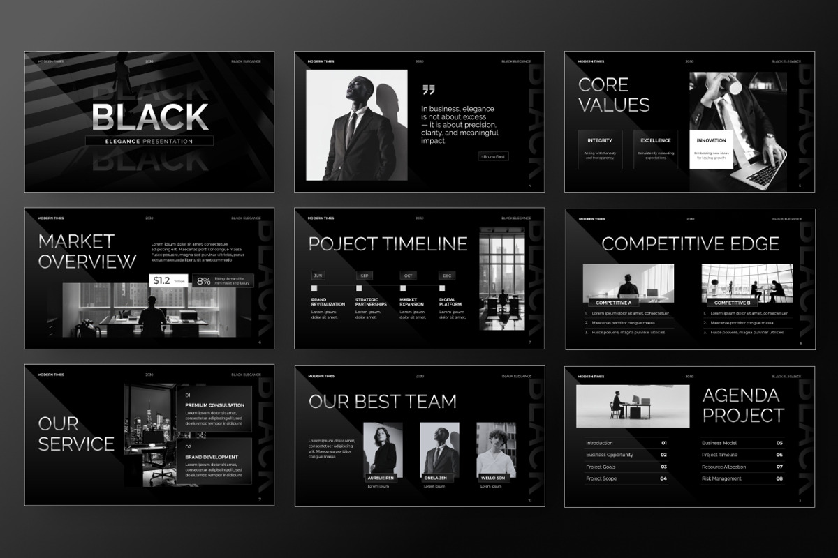Black Elegance PowerPoint, a Presentation Template by Loin Studio (Photo 3 of 4)