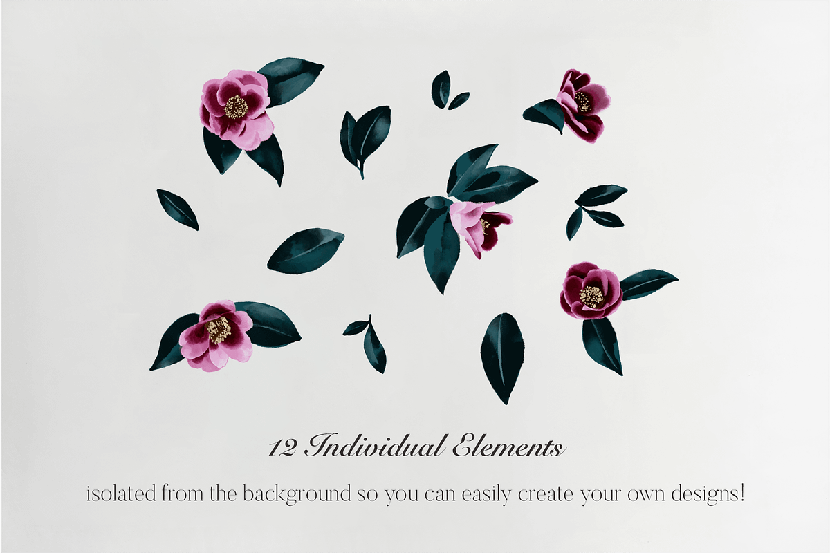 Amethyst Watercolor Floral Set, an Object Graphic by mina (Photo 2 of 4)