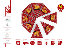 Pizza Slice Box Packaging Mockup