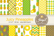 Juicy Pineapples Digital Papers, a Pattern Graphic by JennyL Designs (Thumbnail 1 of 4)