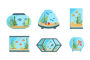 Collection of Aquarium Tanks of, an Animal Illustration by TopVectors
