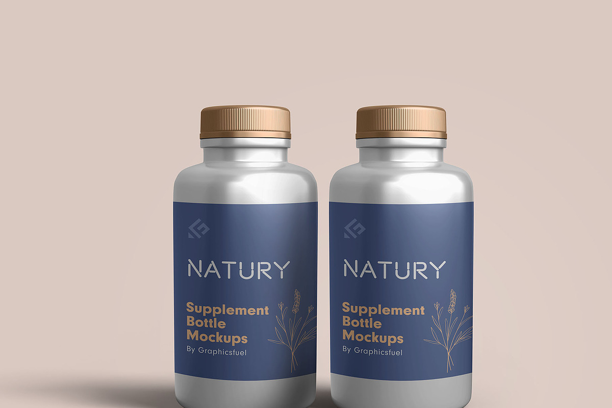 Supplement Bottle Mockups, a Packaging Mockup by Graphicsfuel (Photo 3 of 12)