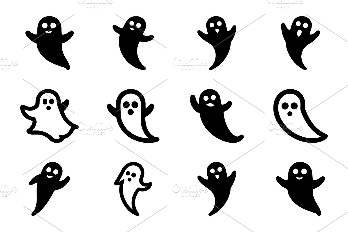Spooky Ghost Silhouette Icons, an Icon by Vectorium Studio
