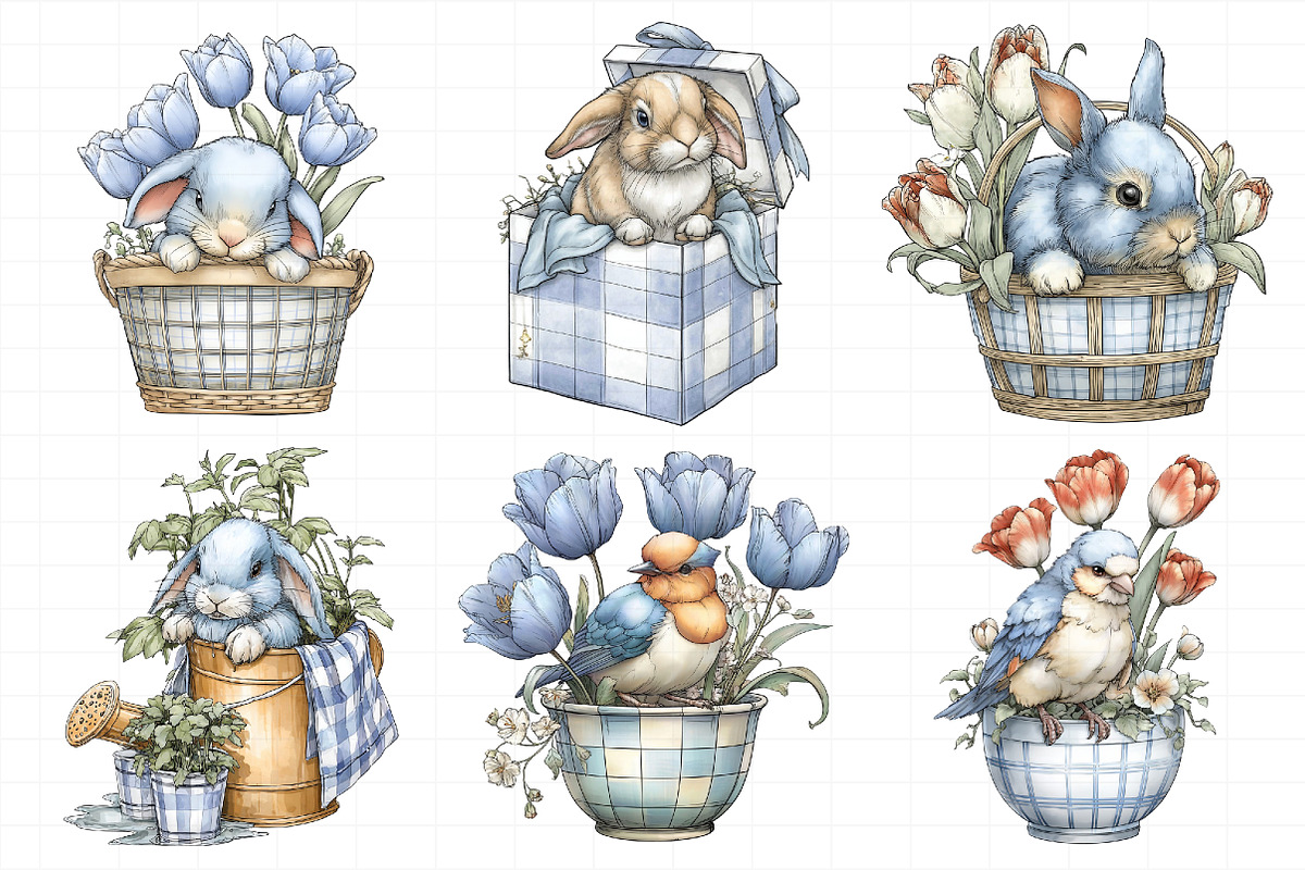Whimsical Spring Gingham Clipart, an Illustration by Daily.Designs (Photo 4 of 8)