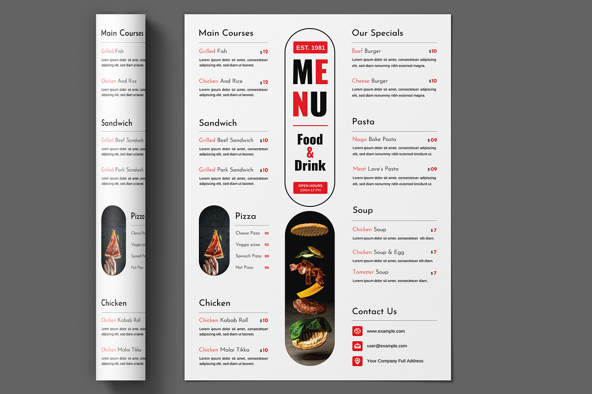 Clean Food Menu Template, a Stationery Template by ContestDesign (Photo 2 of 3)