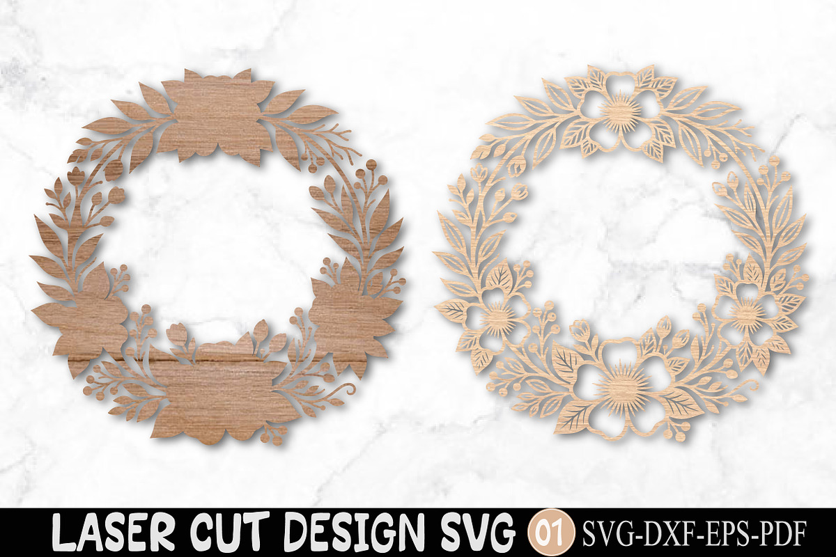Floral Wreath Laser Cut SVG, an Object Graphic by Rose Art (Photo 2 of 3)