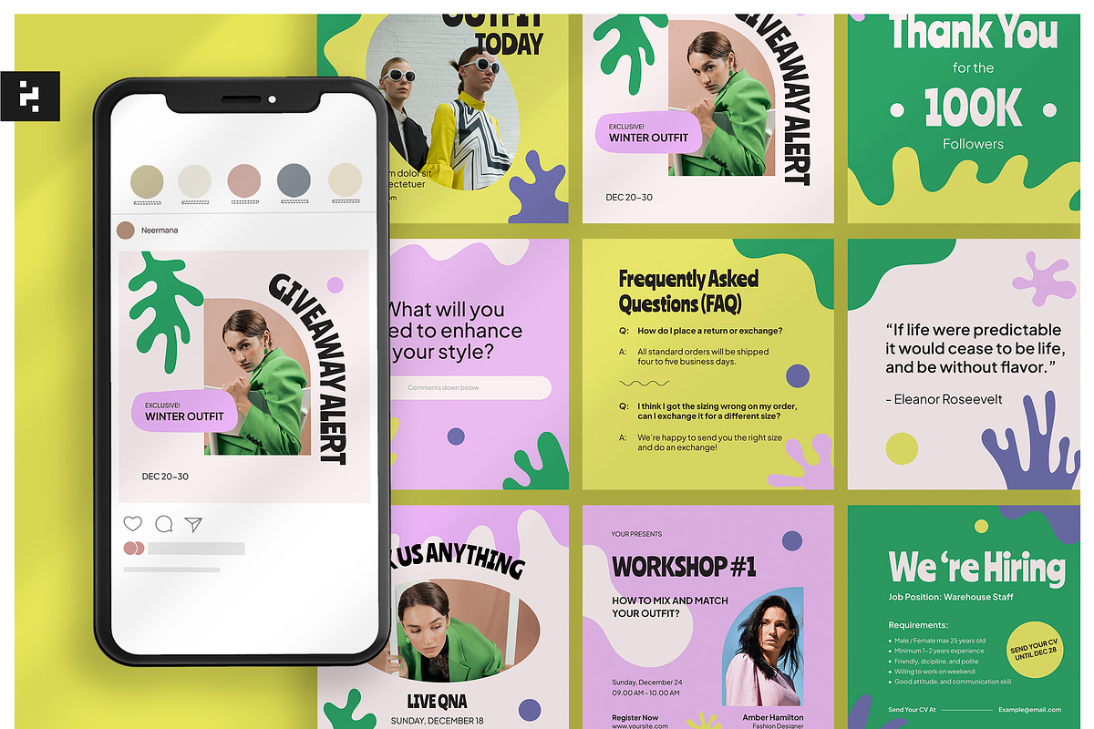 Aesthetic Colorful Instagram Post, a Social Media Template by Neermana
