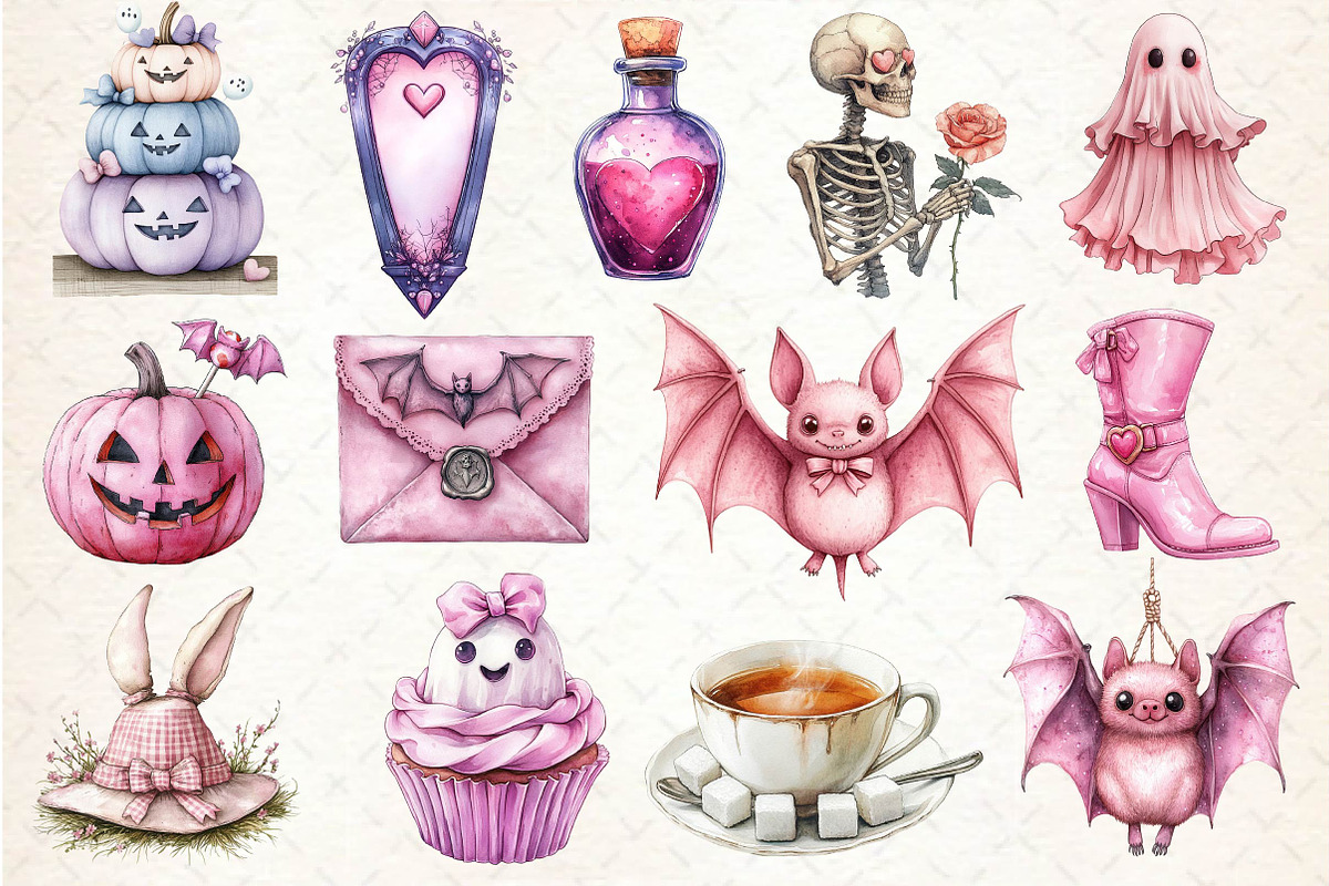 Pink Coquette Girly Halloween Clipar, an Illustration by Dream Creation (Photo 4 of 4)