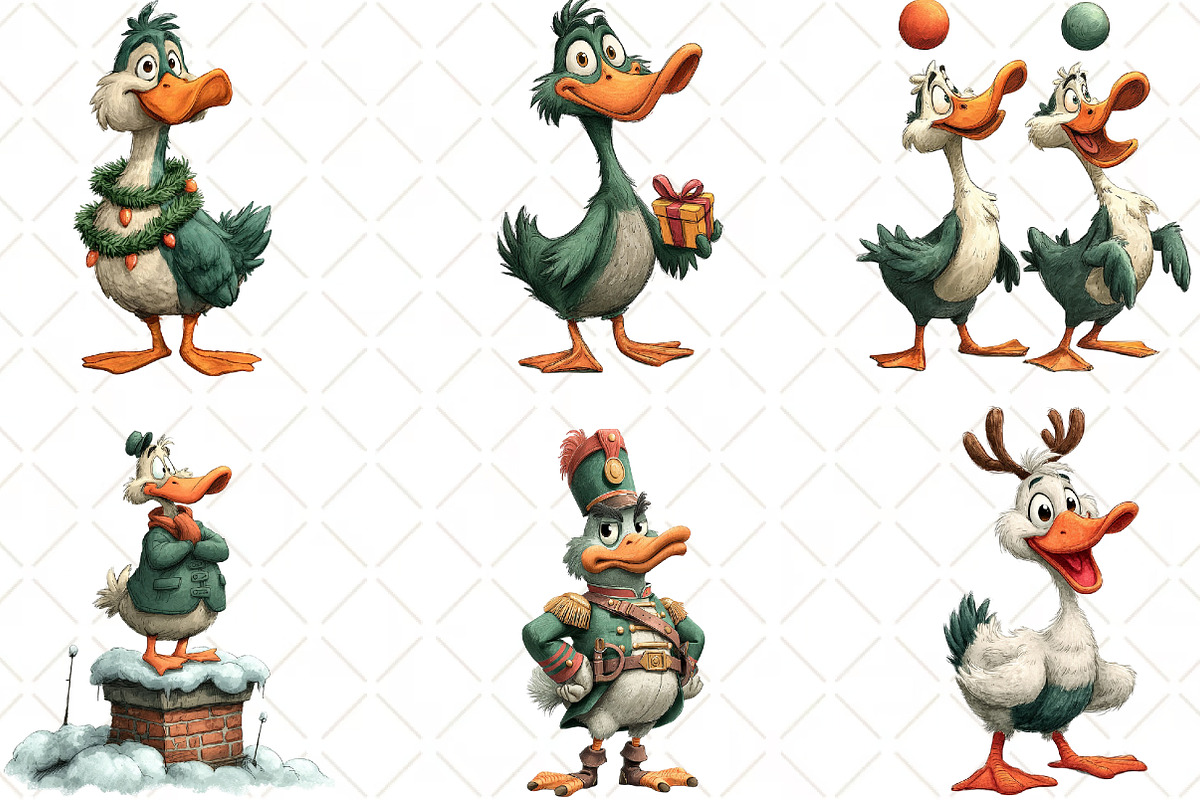Quirky Christmas Duck Clipart PNG, an Illustration by Black Bird Studio (Photo 4 of 6)