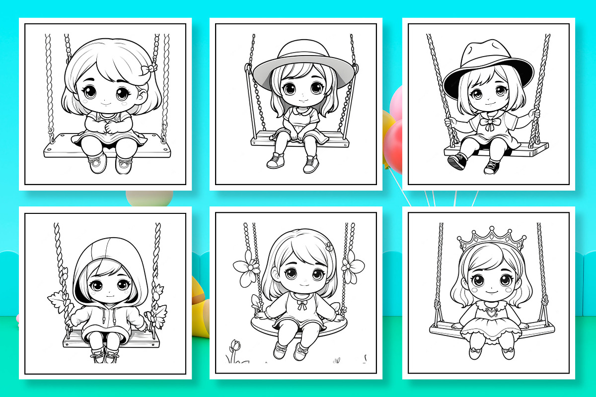 Cute Swing Girl Coloring Book, an Arts & Entertainment Photo by Wow Magic (Photo 2 of 3)