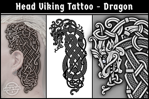 Viking Head Tattoo - Norse Dragon