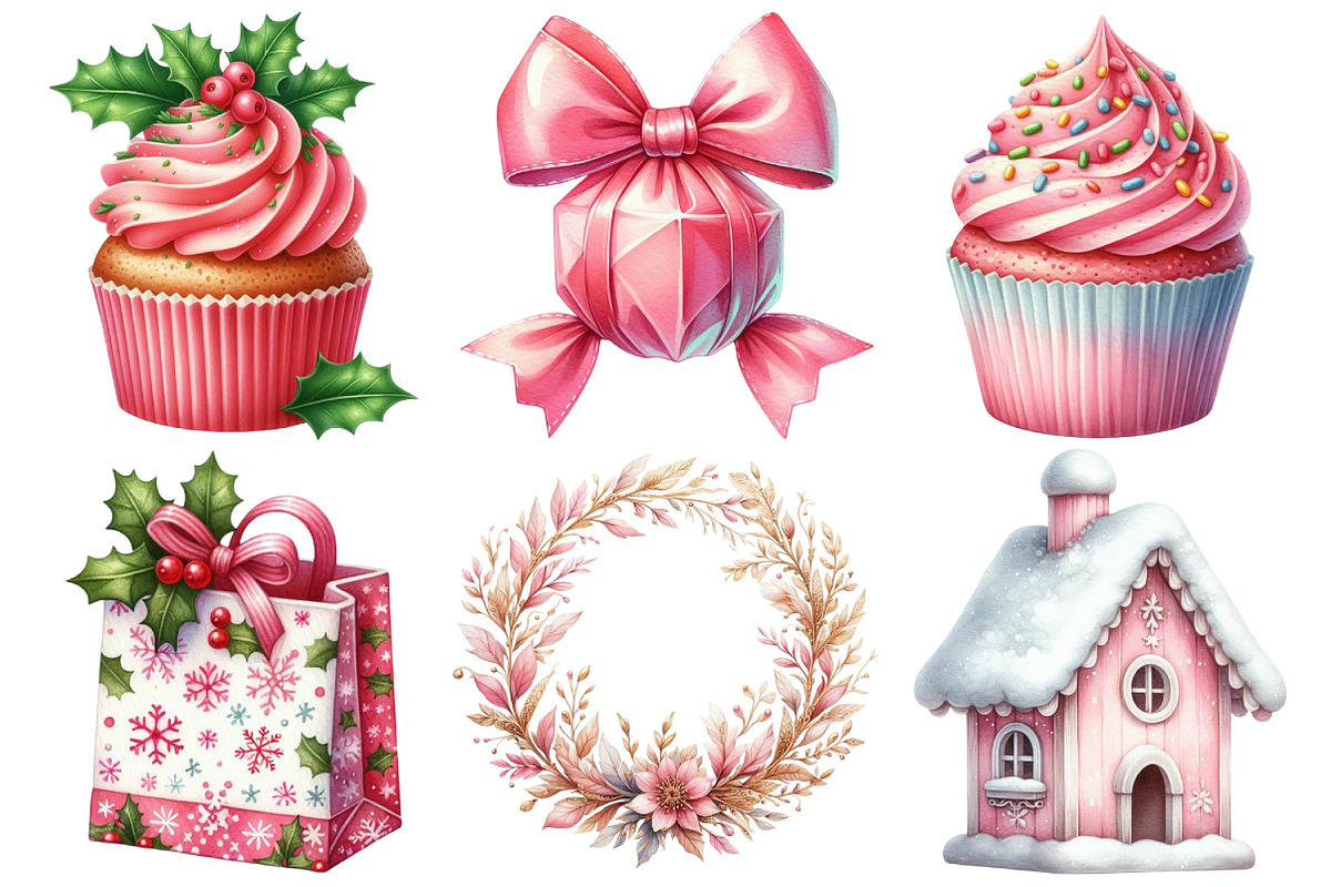Pink Christmas Clipart, an Illustration by Pixels.Craft (Photo 3 of 7)