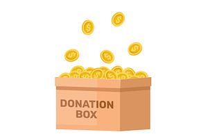 Cardboard donation box with gold, a Finance Illustration by Vectorbuum