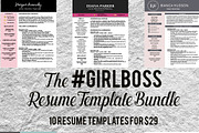 Resume Template Bundle - #girlboss, a Resume Template by Resume Template Shoppe (Thumbnail 1 of 5)