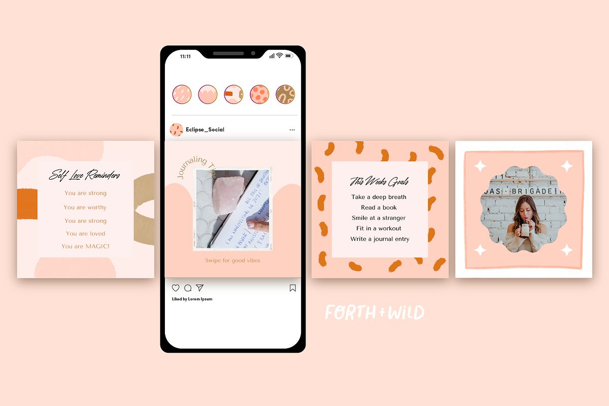 Feminine Boho Instagram Templates, a Social Media Template by Forth and Wild (Photo 4 of 9)