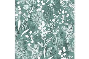 Christmas floral seamless pattern, an Illustration by Toltemara