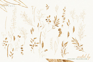 Watercolour Luxury Foliage Gold Leaf