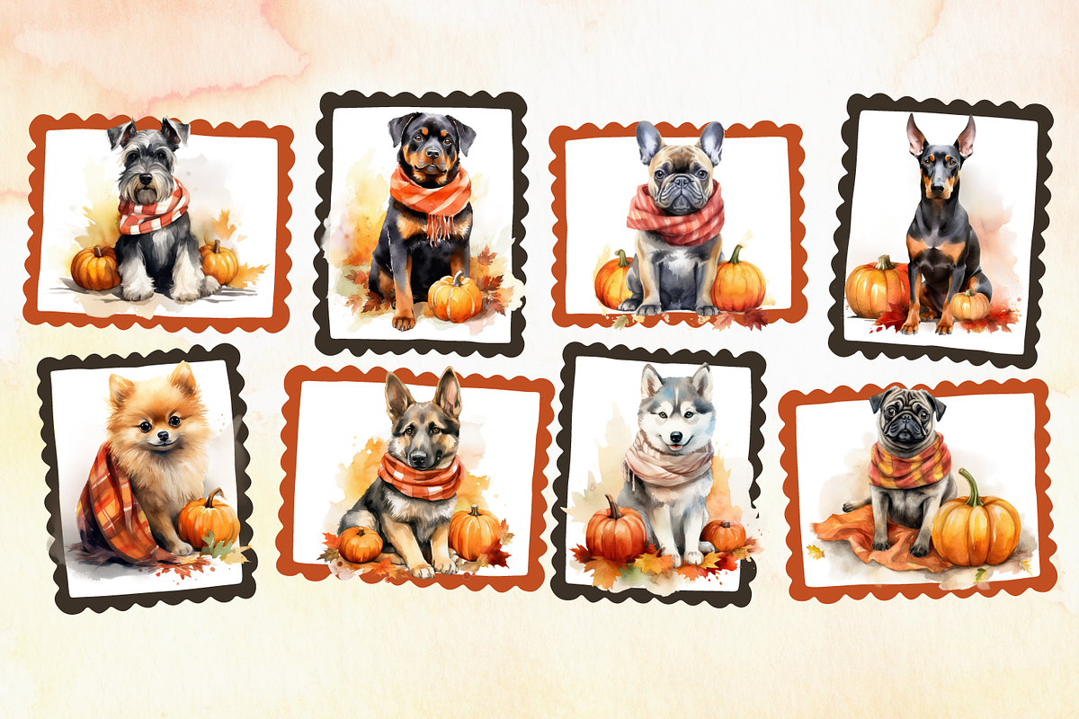Fall Dogs With Pumpkins Watercolor, an Animal Illustration by Whimsy & Wishes (Photo 5 of 6)